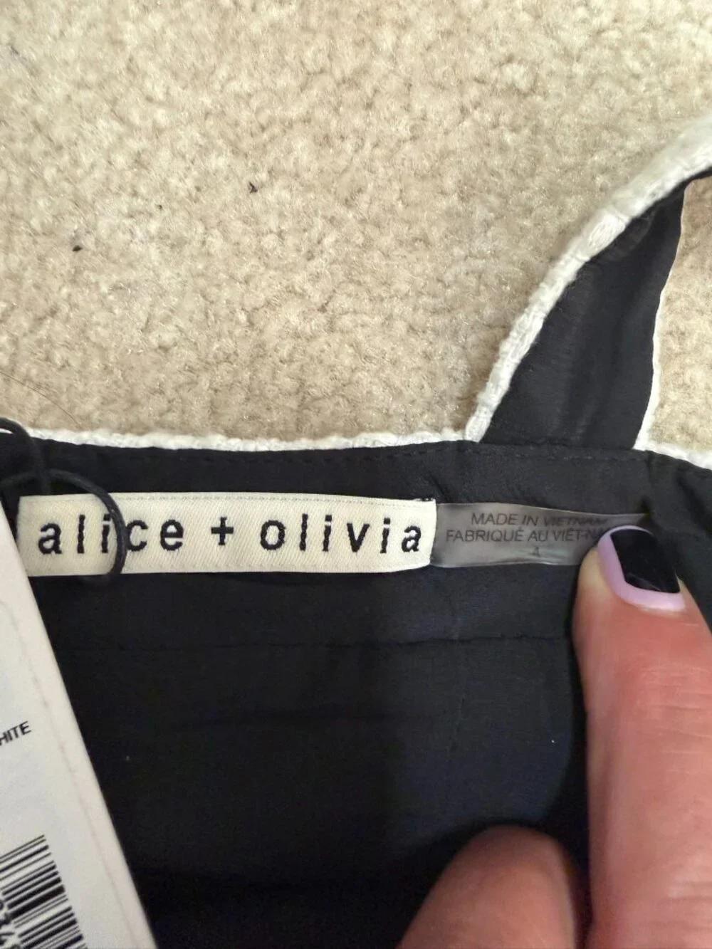 NWT Alice + Olivia Clarine Black & Off White Tweed Pleated Mini Dress Size 4